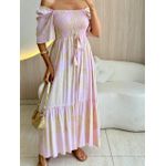 VESTIDO FERNANDA MANGA CURTA ROSA/NUDE