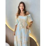 VESTIDO FERNANDA MANGA CURTA VERDE/ NUDE