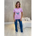 BLUSA T-SHIRT TROPICAL ROSA