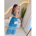 VESTIDO LONGO RUBY AZUL/OFF