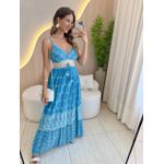 VESTIDO LONGO RUBY AZUL/OFF