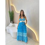 VESTIDO LONGO RUBY AZUL/OFF