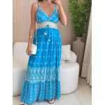 VESTIDO LONGO RUBY AZUL/OFF