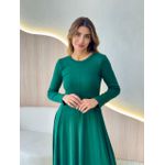 VESTIDO YASMIN CANELADO MANGA LONGA VERDE ESCURO