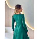 VESTIDO YASMIN CANELADO MANGA LONGA VERDE ESCURO