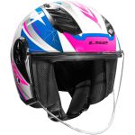 Capacete Ls2 Of616 Airflow 2 Draze - Branco/Azul/Rosa