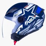 Capacete Asx City Air Pilot - Azul/Branco/Vermelho