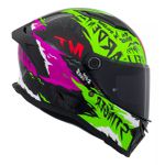Capacete MT Stinger 2 Ardent C13 - Preto Verde Rosa