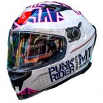 Capacete MT Braker Punk Rider A0 - Branco Rosa