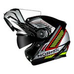 Capacete Norisk Ff345 Route Articulado Charge - Preto Prata Vermelho (Viseira Solar)