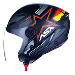 Capacete Asx City Air Pilot - Preto Fosco/Vermelho/Amarelo