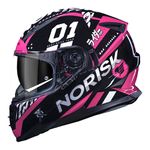 Capacete Norisk Ff302 Soul Tokyo - Preto Branco Rosa (Viseira Solar)