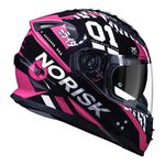 Capacete Norisk Ff302 Soul Tokyo - Preto Branco Rosa (Viseira Solar)