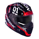Capacete Norisk Ff302 Soul Tokyo - Preto Branco Vermelho (Viseira Solar)