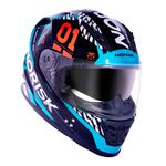Capacete Norisk Ff302 Soul Tokyo - Preto Branco Verde (Viseira Solar)