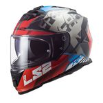 Capacete LS2 FF800 Storm Sprinter - Preto Vermelho Titanium Azul