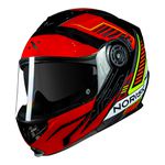 Capacete Norisk Ff345 Route Articulado Charge - Preto Vermelho Amarelo (Viseira Solar)
