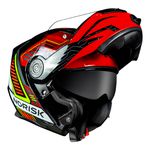 Capacete Norisk Ff345 Route Articulado Charge - Preto Vermelho Amarelo (Viseira Solar)