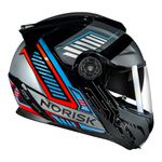 Capacete Norisk Ff345 Route Articulado Charge - Preto Titanium Azul (Viseira Solar)