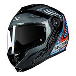 Capacete Norisk Ff345 Route Articulado Charge - Preto Titanium Azul (Viseira Solar)