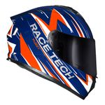 Capacete Race Tech Hit Fuzzy - Azul/Laranja