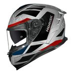 Capacete Norisk Strada 2 Evoque - Prata Vermelho Azul (Viseira Solar)