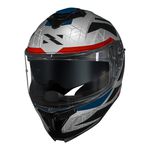 Capacete Norisk Strada 2 Evoque - Prata Vermelho Azul (Viseira Solar)