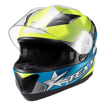 Capacete Texx Strike Superstar - Verde/Azul/Branco