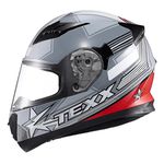 Capacete Texx Strike Superstar - Cinza/Vermelho/Branco 