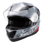 Capacete Texx Strike Superstar - Cinza/Vermelho/Branco 