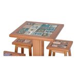 Mesa Bistrô Alta Vintage Azulejo c/ 03 Banquetas em Madeira