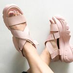 Sandália Papete Flatform Rosada