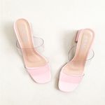 Sandália Mule Vinil Salto Bloco Isis Rosa