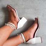 Sandália Salto Bloco Vinil Off White