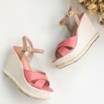 Sandália Anabela Cruzada Bicolor Rosa Jasper