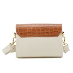 Bolsa Stella Tiracolo Mr. Gutt em Couro Legítimo OffWhite / Caramelo Croco - Ref-B-815-OffWhite / Caramelo Croco