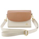 Bolsa Stella Tiracolo Mr. Gutt em Couro Legítimo OffWhite / Caramelo - Ref-B-815-OffWhite / Caramelo 