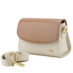 Bolsa Stella Tiracolo Mr. Gutt em Couro Legítimo OffWhite / Caramelo - Ref-B-815-OffWhite / Caramelo 