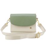 Bolsa Stella Tiracolo Mr. Gutt em Couro Legítimo OffWhite / Verde - Ref-B-815-OffWhite / Verde 