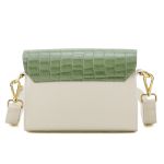 Bolsa Stella Tiracolo Mr. Gutt em Couro Legítimo Off White / Verde Croco- Ref-B-815-Off White / Verde Croco