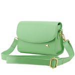 Bolsa Stella Tiracolo Mr. Gutt em Couro Legítimo Verde Limão - Ref-B815-Verde limão