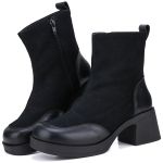 Bota Cano Curto Renata Mr. Gutt De Couro Salto Grosso Preto - Ref. 7000