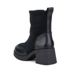 Bota Cano Curto Renata Mr. Gutt De Couro Salto Grosso Preto - Ref. 7000