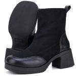 Bota Cano Curto Renata Mr. Gutt De Couro Salto Grosso Preto - Ref. 7000