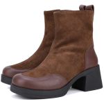 Bota Lançamento Mr. Gutt Cano Curto Renata De Couro Salto Grosso Cafe - Ref. 7000 