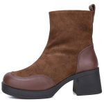 Bota Lançamento Mr. Gutt Cano Curto Renata De Couro Salto Grosso Cafe - Ref. 7000 