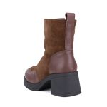 Bota Lançamento Mr. Gutt Cano Curto Renata De Couro Salto Grosso Cafe - Ref. 7000 