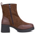 Bota Lançamento Mr. Gutt Cano Curto Renata De Couro Salto Grosso Cafe - Ref. 7000 