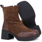 Bota Lançamento Mr. Gutt Cano Curto Renata De Couro Salto Grosso Cafe - Ref. 7000 
