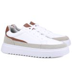Tênis Urbanix Casual Masculino Mr Gutt em Couro - Ref. 501 Branco/Marrom
